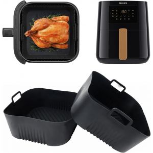 Lot de 2 moules en silicone pour friteuse à air chaud Philips Airfryer 4,1 l (HD9252, HD9200, HD9255), insert en silicone Air Fryer, accessoire pour friteuse Ninja Pro 4,7 l, Cosori 3,8 L- 4,7 l - Neuf