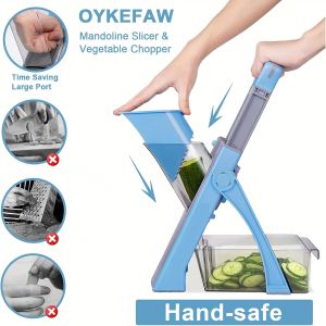Coupe-L&eacute;gumes Polyvalent, Hachoir Alimentaire R&eacute;glable, Fonctionnalit&eacute;s De S&eacute;curit&eacute; Am&eacute;lior&eacute;es, Lame En Acier Inoxydable Amovible, Id&eacute;al Pour Les Pommes De Terre, Les Tomates, Les Concombres Et Autres L&eacute;gumes - Neuf