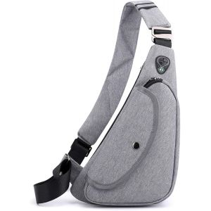 Acdsgd-Ultra-L&eacute;ger Sac De Poitrine Homme Sacoche Bandouliere L&eacute;ger Sling Bag Gar&ccedil;on Sac D'epaule Pour Voyage Sport Randonn&eacute;e V&eacute;lo Camping Excursion Sac Poitrine Gris A - Neuf