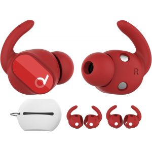 KAL-Crochets D'Oreille Beats Studio Buds Silicone Souple¿Pochette De Rangement Ajoutée¿ 3 Paires Cover-Oreilles Antidérapants Accessoires Compatibles Avec New Beats Studio Buds 2021 (Rouge) - Neuf