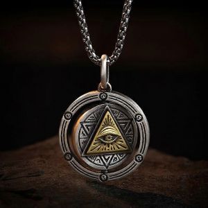 Oeil D'horus Oeil De Dieu Collier Rotatif Mauvais Oeil Pendentif Hommes S Tendance R&eacute;tro &Eacute;trange &Eacute;gyptien Amulette Bijoux - Neuf