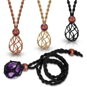 Kales-Cordons De Collier Porte-Pierre Vide Porte-Collier En Cristal Cordon De Collier De Pierre En Quartz Brut Cordon Réglable Pour Amulette Indienne (Noir,Marron,Beige,0,98-1,38 Pouces) - Neuf