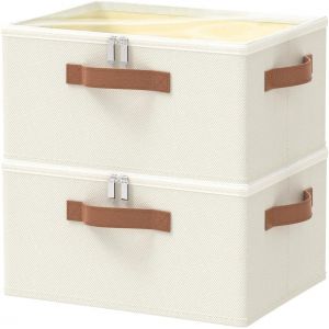 CHENG-Boîte de Rangement Tissu, Cube Pliable avec Couvercle, Convient Pour Couettes, Couvertures, 40 x 30 x 20 cm, Beige, Paquet de 2 - Neuf