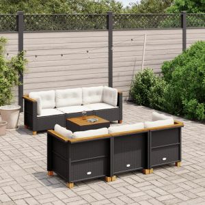 Prolenta Premium - Salon De Jardin 7 Pcs Avec Coussins Noir R&eacute;sine Tress&eacute;e - Neuf