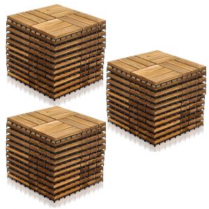 22x Dalles de terrasse jardin clipsables en bois composite 30 x 30 cm Type classique Rev&ecirc;tement de sol ext&eacute;rieur - Neuf