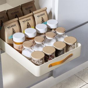 Organisateur De Tiroir De Placard Coulissant,24 Cm De Large Tiroirs Coulissants Adhésifs En Acier Inoxydable Avec Poignée Pour Armoire De Cuisine,Garde-Manger,Salle De Bains - Neuf