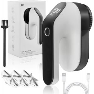 JGD-Rasoir Anti Bouloche &Eacute;lectrique 3 Niveaux de Puissance R&eacute;glables Anti Peluche Vetement USB Rechargeable &Eacute;cran LED Rasoir Anti Bouloche avec 3 Lames Rempla&ccedil;ables pour V&ecirc;tements et Meubles - Neuf