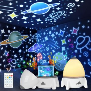 Proiettore Star Con Sveglia, Rocket Galaxy Projector Per Camera Da Letto, Altoparlante Bluetooth E Proiettore Aurora Con Rumore Bianco - Neuf