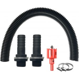 Kit de raccordement pour citerne d'eau de pluie de 32 mm, tuyau de raccordement de 50 cm et 2 raccords de tuyau de 25 mm avec contre-&eacute;crou, raccord pour citerne d'eau de pluie, r&eacute;servoirs - Neuf