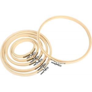Mevronisshop-Lot De 6 Tambours &Agrave; Broder En Bambou &iquest; Cercle Broderie Rond R&eacute;glable En Bois Lisse, Id&eacute;al Pour Diy, D&eacute;co Et Point De Croix &iquest; Tambour Broderie 3/4/5/6,3/7/8 Pouces En Cercle En Bois. - Neuf