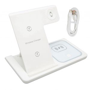 Chargeur Sans Fil 3 En 1, Station De Charge Sans Fil Pour Iphone 13, 12, 11, Xs, Xr, Xs, X, 8 Plus, Montres, Casques, Blanc - Neuf