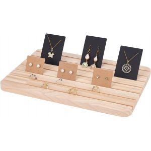 Nbgcm-Présentoir De Bijoux, Porte Boucles D'oreilles Avec Fente Pour Carte Porte-Carte De Visite Organisateur De Bijoux En Bois Présentoirs De Table Pour Collier Bracelet Spectacle Vente - Neuf