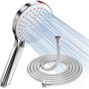 TZF-Pommeau de Douche avec Tuyau Haute Pression - Pommeau de douche Economie Deau Anti Calcaire Douche &agrave; effet pluie avec 5 types,Jet puissant encastrable pour carrelage de baignoire - Neuf