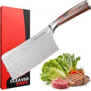 Jexnovashop-Couteau Hachoir 18 Cm Lame &iquest; 7 Pouces Extra Tranchant Kitchen Couteau Boucher Style Damas &iquest; Feuille De Boucher &iquest; Lame De Chef Professionnel Fabriqu&eacute; En Acier Inoxydable - Neuf