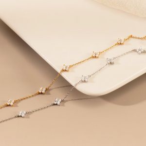 Kalanka-Bracelet Pour Femme En Or Avec Fleurs En Zircone Cubique - En Argent 925 - Pour Fille - Empilable - Fait &Agrave; La Main - Cadeau - Neuf