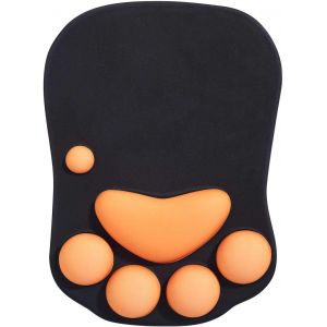 Tapis de Souris avec Repose Poignet, Tapis de Souris Ergonomique, Tapis de Souris Chat Kawaii, Tapis de Souris en Gel Silicone, Base Antid&eacute;rapante, pour la Maison/Bureau/Jeux, Noir et Orange - Neuf