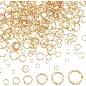 Ershi-300pcs Anneaux Plaqués Or 14 Carats, 6 Tailles Anneaux De Saut De Jonction Ouvert Jump Ring En Laiton Connecteur De Bijoux C[7 - Neuf