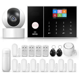 Système De Sécurité Domestique, Système D'Alarme Sans Fil Pour Caméra De Surveillance 1080P Avec Sirène D'Alarme 120 Db Compatible Avec Alexa Google[MAT790114] - Neuf