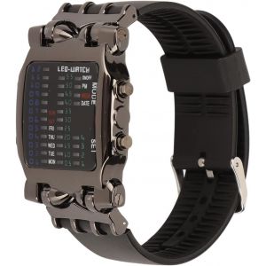 Montre Binaire,Montre &Agrave; Diodes &Eacute;lectroluminescentes En Forme De Crabe,Montre Num&eacute;rique Cool Avec Bracelet En Silicone,Montre Bracelet &Eacute;tanche,Montre &Eacute;lectronique Plaqu&eacute;e Noir - Neuf