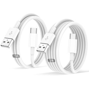 KALANKA-Cable USB C Charge Rapide 3A, [1m+2m/Lot de 2] C&acirc;ble USB vers USB C, Cable Chargeur Type C pour iPhone 17 16 15 /Air/Plus/Pro Max, pour Samsung Galaxy S22/S21/S20/S10, pour Google Pixel, pour - Neuf