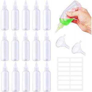 Mevronisshop-16 Pièces 60ml Bouteilles, Flacons Souples En Plastique, Flacon Vide Avec Entonnoirs, Étiquettes Pour Les Liquides, Les Voyages - Neuf