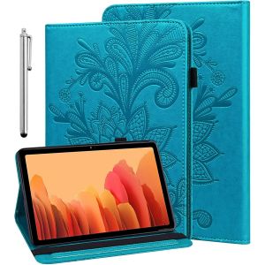 Coque Pour Samsung Galaxy Tab A7 10.4 2022/2020 Sm-T500/ T505, Support Veille/R&eacute;veil En Cuir Pu Coque Avec Film De Protection D'&eacute;cran Et Stylet (Bleu) - Neuf