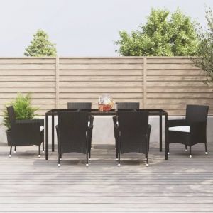 Prolenta Premium - Ensemble &Agrave; Manger De Jardin Coussins 7pcs Noir R&eacute;sine Tress&eacute;e - Neuf