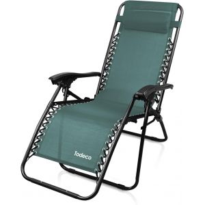 Ulteronixshop-Chaise Longue Transat Jardin Plein Air, Transat De Plage Pliable, Bain De Soleil Avec Repose-T&ecirc;te, D&iquest;Accoudoirs R&eacute;glables, Chaise De Camping En Respirantes Textil&egrave;ne, Vert - Neuf