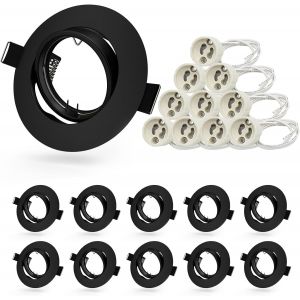 Subzonal-Lot De 10 Spot Encastrable Gu10 Set, Cadres De Montage Pour Spots Noir Mat Rond Encastrer Orientables 30&deg; Adapt&eacute; Aux Lampes Halog&egrave;nes Et Modules Led Douilles Gu10 Incluses - Neuf