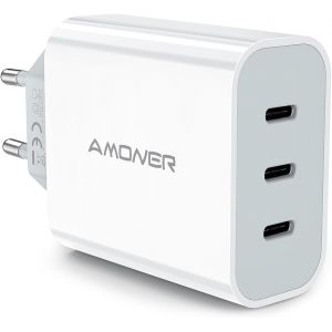 MEVRONISSHOP-Chargeur Rapide USB C 35W 3-Port Prise Secteur pour iPhone 17 16 15 14 13 12 11 Pro Max SE XS XR X 8 7 6 6S Plus, iPad Mini, Rapide Mural Secteur Alimentation Adaptateur - Neuf