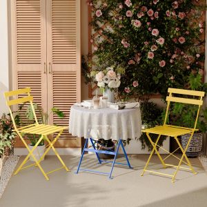 Lot de 3 Meubles de Jardin de Balcon, Bistrot Bar Salon de Jardin Exterieur 2 Personnes - Neuf