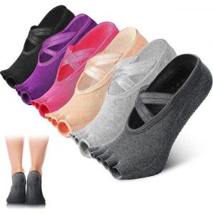 6 Paires De Chaussettes De Yoga &Eacute;l&eacute;gantes Et Antid&eacute;rapantes Pour Pilates, Barre Et Ballet - Adh&eacute;rence Et Confort Am&eacute;lior&eacute;s En Plusieurs Couleurs - Neuf