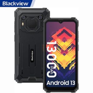Blackview BV6200 Téléphone Portable Incassable 6,56" Android 13 13000mAh 8Go+64Go 8MP+13MP IP68 Étanché,Face ID,Dual SIM - Noir - Neuf