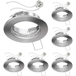 ledscom.de 10 cadres d'encastrement au plafond FERE, rond, blanc brillant (LED/Halogène/MR16/50mm) incl. douille GU5.3 - Neuf