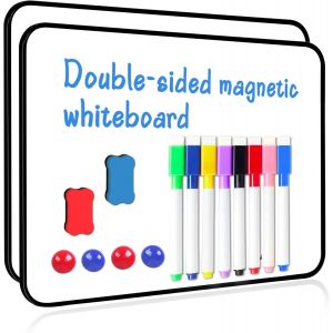 Lbgwp60-Lot De 2 Tableaux Blancs Magnétiques Double Face A3 Effaçables À Sec Avec Bordure Noire Pour Enfants, Étudiants, Écriture, Dessin, École, Maison, Cuisine, Salle De Classe - Neuf