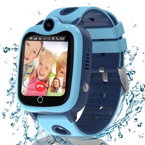 Montre Connect&eacute;e Enfant 4G, Montre Gps Enfant Tracker Avec Appel Vid&eacute;o Sos Cam&eacute;ra &Eacute;tanche Ip68 Mode Classe Jeux R&eacute;veil, Montre Telephone Avec Sim Cadeau Pour Filles Et Gar&ccedil;ons - Neuf