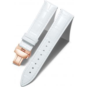 Kalanka-Bracelet De Montre En Cuir Femme Homme 12mm-24mm Bracelet De Remplacement Avec Boucle De Déploiement Papillon Argent/Or/Or Rose - Neuf