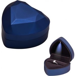 Boîte À Bagues (Bleue) Avec Éclairage Led, Boîte À Bagues En Forme De C?ur, Boîte De Rangement Pour Bijoux, Boîte Cadeau Pour Bagues De Mariage, Fiançailles, 70 X 65 X 45 Mm - Neuf