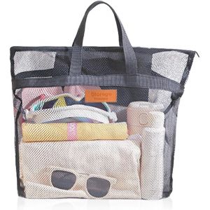 nzqaf-Sac de Douche Avec Poignée,Sac de Plage en Maille Filet,Shower Bag,Panier de Douche Portable,Sacs de Douche Camping,Sacs de Rangement Multifonction,Saces à Provisions RéUtilisable pour Voyages - Neuf