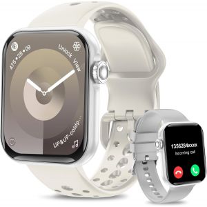 Montre Connectée (2 Straps) Hd 1,83"" Pour Homme Et Femme Avec Appel Bluetooth, Moniteur De Fréquence Cardiaque Et De Sommeil, Étanchéité Ip67, Tracker De Fitness Ios Android, Gris - Neuf