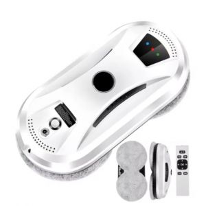 Robot Laveur de Vitres Automatique, Robot Nettoyeur de vitres 5600 Pa, T&eacute;l&eacute;commande, Navigation Intelligente, D&eacute;tection des Bords, 10 Lingettes Lavables - Neuf