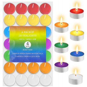 KALANKA-28 Bougies Chauffe Plat Couleurs Sans Fumée - Petite Bougie Decorative Bougie Mini Cire Bougie Colorées pour Mariage Cérémonies Chauffe Bain Spa Halloween Noel - Neuf