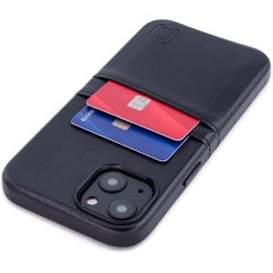 KAL-Étui Portefeuille Pour Iphone 13 Avec Plaque Métallique Intégrée Pour Fixation Magnétique Et 2 Poches Pour Cartes De Crédit : Cuir Synthétique De Qualité Supérieure (Exec M2 6,1 Pouces, Noir) - Neuf