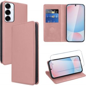 Kal-Coque Cuir Pour ¿¿¿¿¿¿¿ ¿¿¿¿¿¿ ¿¿4 Fe Avec 1 Verre Trempé Etui À Rabat En Pu Porte-Cartes Portefeuille Support Flip Housse Magnétique Antichoc Anti-Rayures Case,Rose-Gold - Neuf