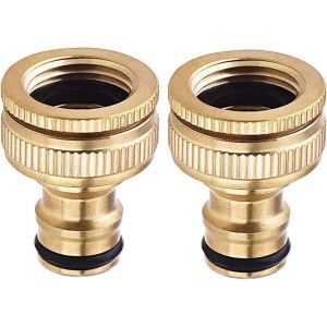 Pack De 2 Cuivre Pur Tuyau D'Arrosage Connecteur Robinet, Tuyau D'Arrosage Accessoires, 3/4"" Raccord De Tuyau, Jardin De Gicleurs - Neuf