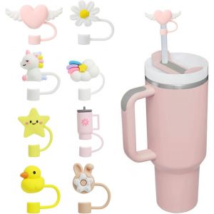Sjzg-Lot De 8 Couvercles De Paille En Silicone Pour Accessoires De Tasse Stanley - Matériau Étanche À La Poussière De 10 Mm - Accessoires Mignons Pour Gobelets Stanley De 30 À 40 Oz - Accessoires - Neuf
