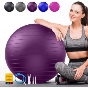 Ballon De Grossesse Souple,Swiss Ball Anti-D&eacute;flagrante Supporte 2200 Lbs,Stabilit&eacute; Ballon Avec Pompe Pour Pilates Gym Fitness Yoga Gymnastique Exercice (Siege Bureau & Maison & Ecole).[K1067] - Neuf