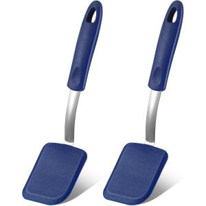 Lot De 2 Mini Spatules &Agrave; Brownies Flexibles En Silicone Pour Ustensiles De Cuisine Antiadh&eacute;sifs, R&eacute;sistantes &Agrave; La Chaleur, Sans Rayures Pour Cr&ecirc;pes Aux ?Ufs (Bleu) - Neuf