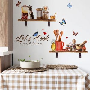 Sticker mural papillons et lettres pour la cuisine, autocollant imperm&eacute;able et amovible pour la d&eacute;coration int&eacute;rieure - Neuf