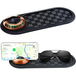 Tapis Antid&eacute;rapant Universel Pour Tableau De Bord De Voiture-Rotation &Agrave; 360&deg;-Support De T&eacute;l&eacute;phone Avec Num&eacute;ro De Stationnement Cach&eacute;-Support &Agrave; Ressort Pour T&eacute;l&eacute;phone,Cl&eacute;s,Lunettes - Neuf
